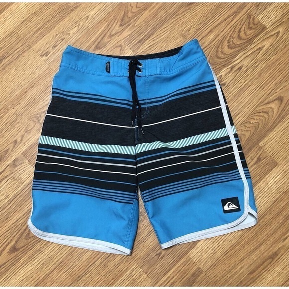 Quicksilver Mens Board/Swim Shorts Multicolored Stripes Drawstring Size 27 - Picture 1 of 4